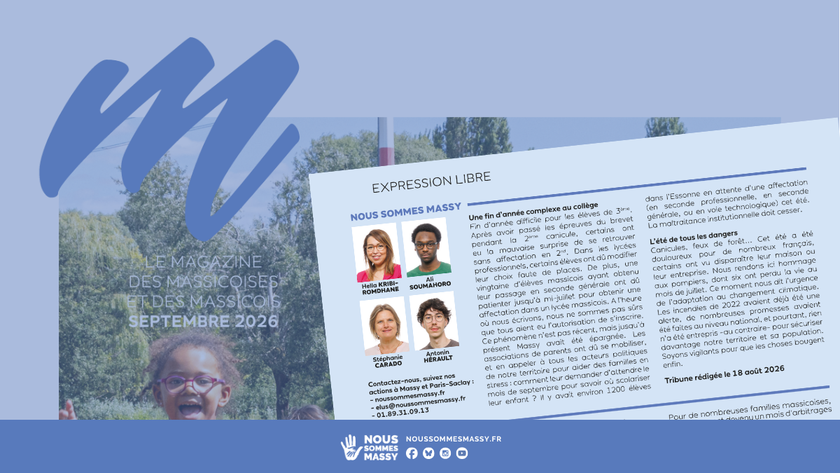 Tribune des élu·es dans « M le magazine » – Septembre 2026
