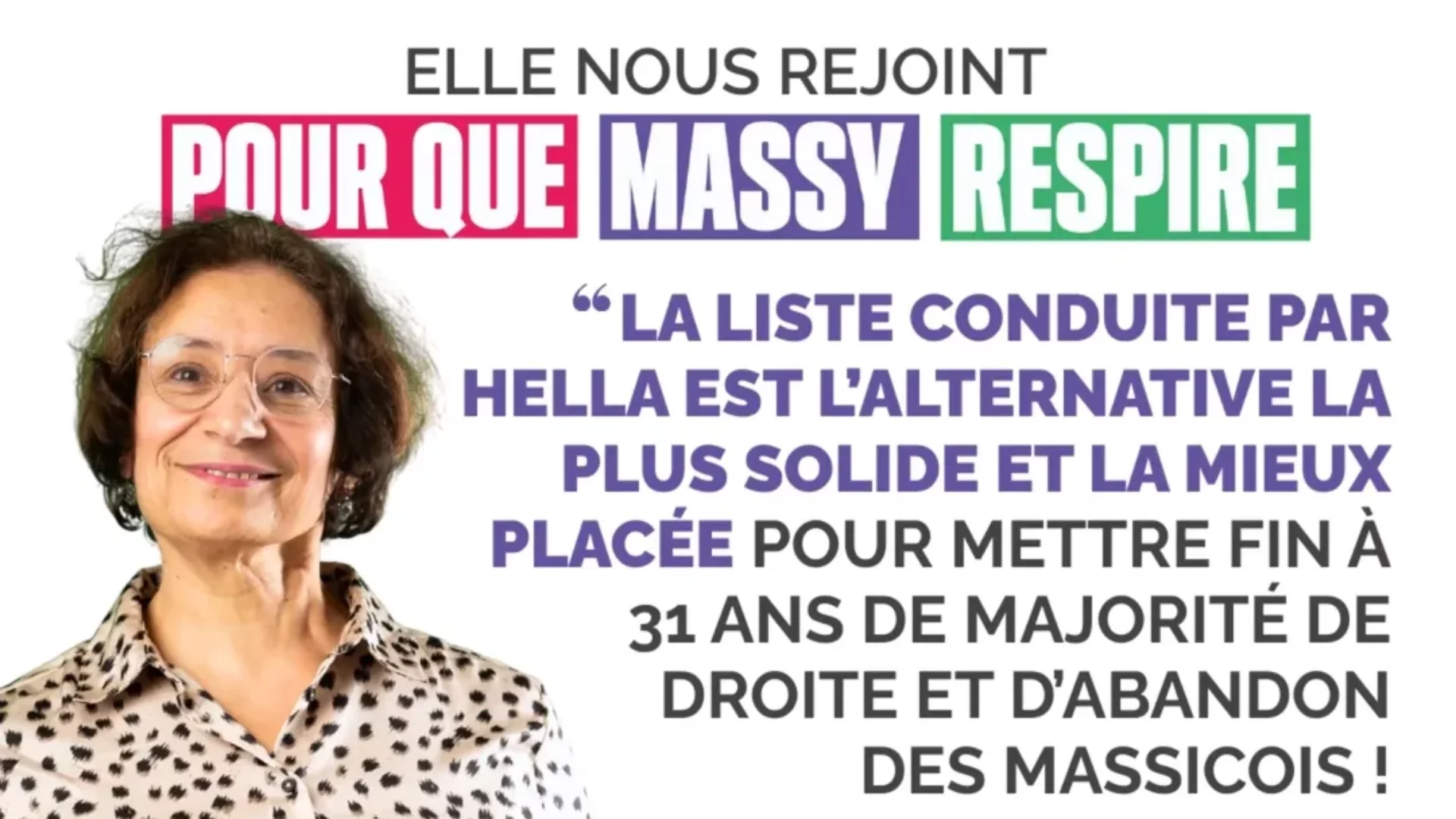 Samia TAIBI rejoint la dynamique unitaire Pour que Massy respire avec Hella !