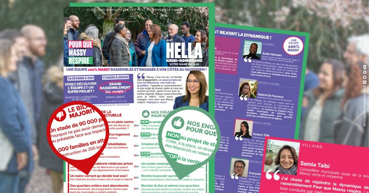 Massy mérite beaucoup mieux : NON au stade, STOP au béton, OUI à un centre municipal de santé pour tous… avec une équipe toujours plus déterminée !