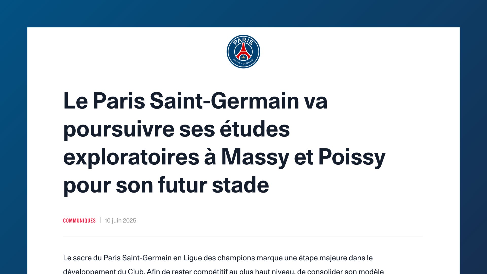Le double discours du Maire de Massy : la candidature de Massy retenue pour l’installation du stade du PSG… sans prise en compte des habitants !