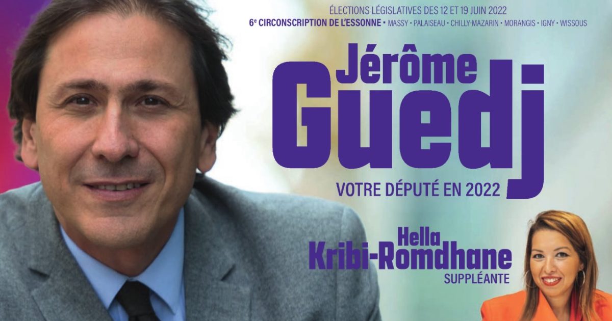 Elections législatives des 12 et 19 juin 2022 : soutien aux candidats de la NUPES, Jérôme Guedj, et Hella Kribi⎼Romdhane, pour la 6e circonscription de l’Essonne