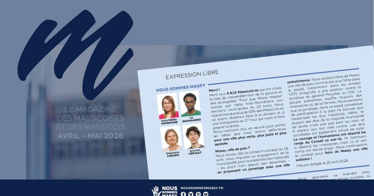 Tribune des élu·es dans « M le magazine » – Avril-Mai 2026