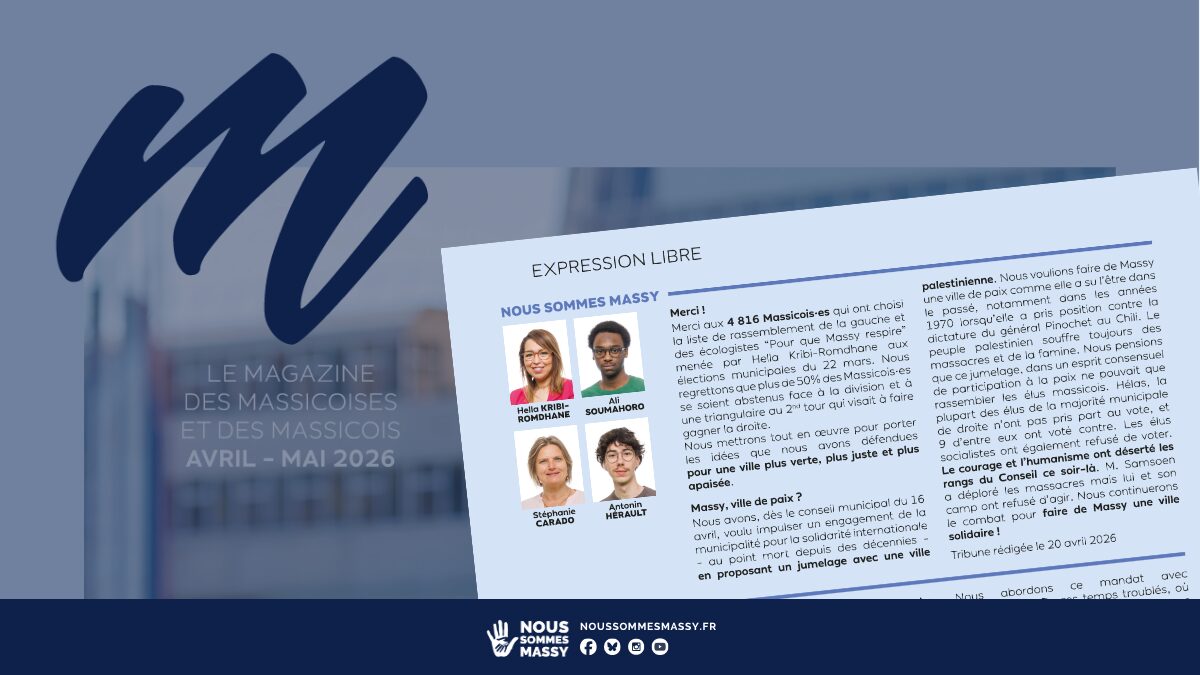 Tribune des élu·es dans « M le magazine » – Avril-Mai 2026