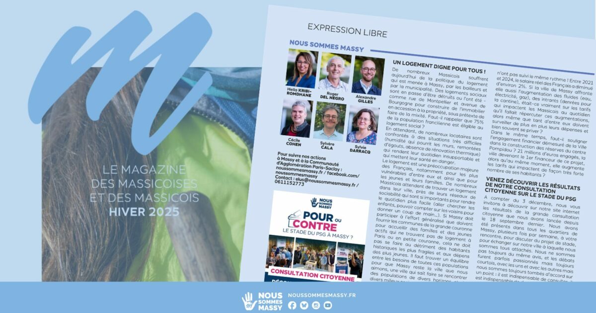 Tribune des élu·es dans « M le magazine » – Hiver 2025