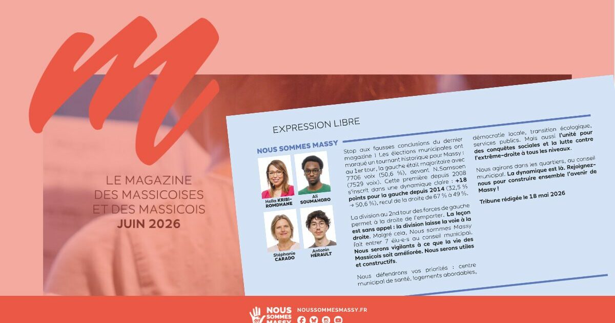 Tribune des élu·es dans « M le magazine » – Juin 2026