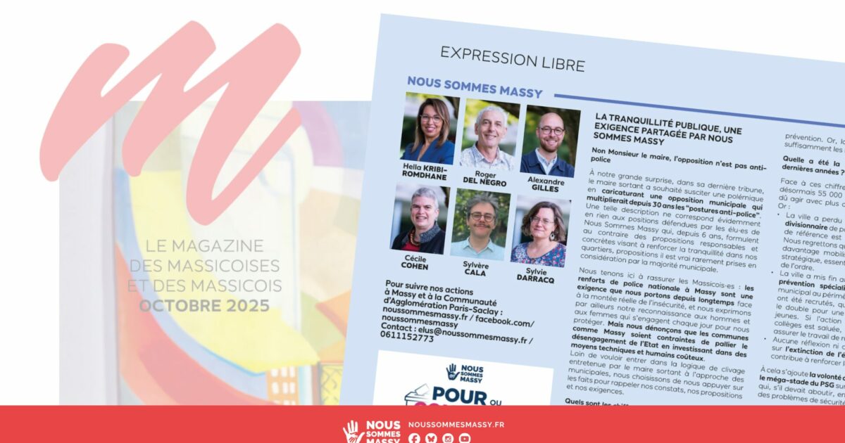 Tribune des élu·es dans « M le magazine » – Octobre 2025