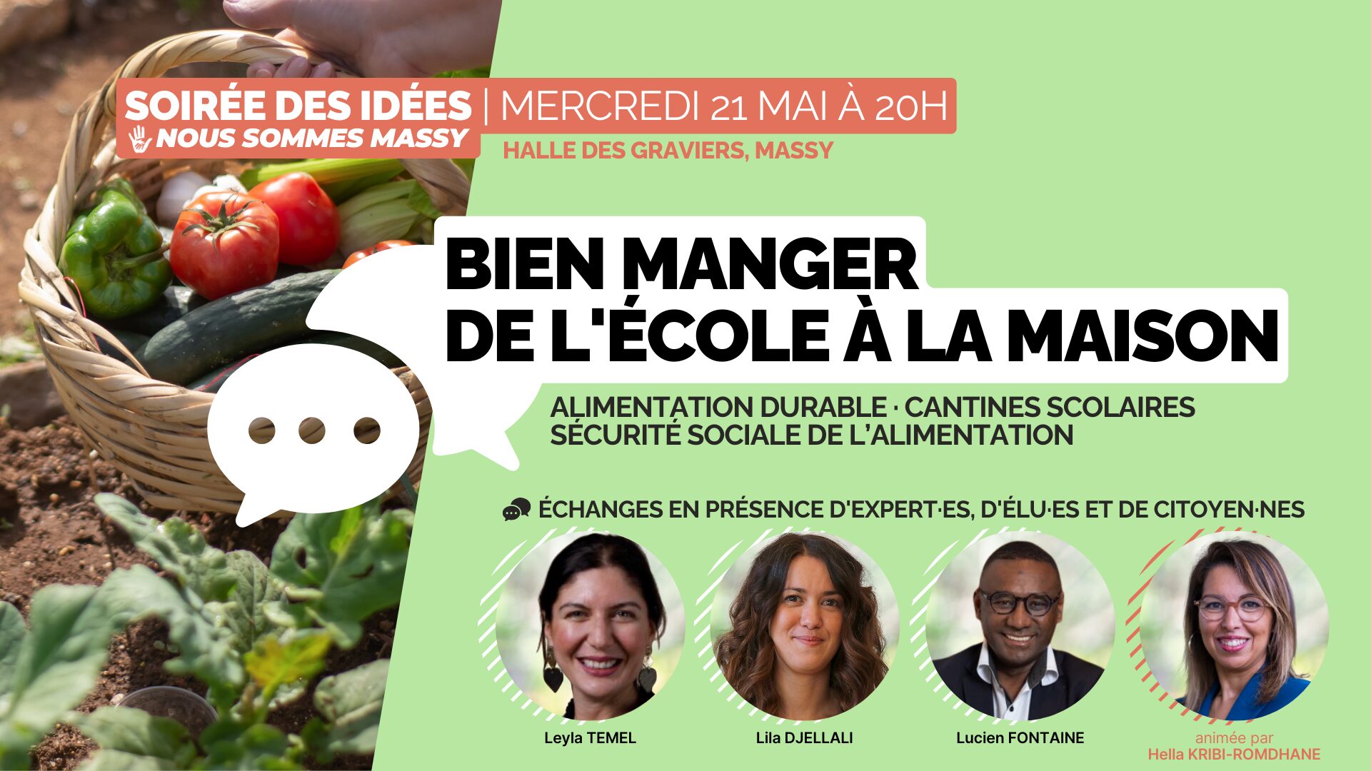 Bien manger de l’école à la maison – Soirée des idées – mercredi 21 mai 2025 à 20h (Halle des Graviers, Massy)